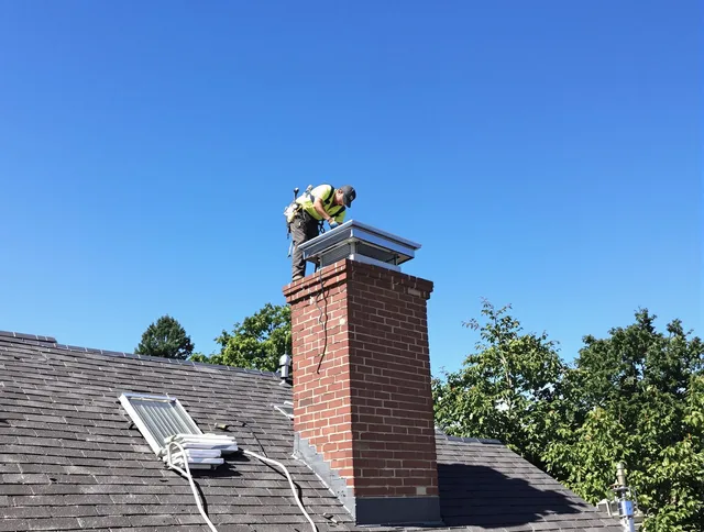 French Valley Chimney Sweep technician measuring a chimney cap in French Valley, CA