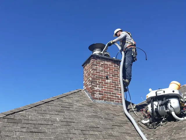 Dedicated French Valley Chimney Sweep team member cleaning a chimney in French Valley, CA
